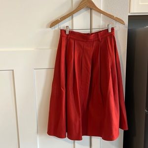 VINTAGE 1970’s Rust Brushed Wool Pleated Pocket A-Line Skirt